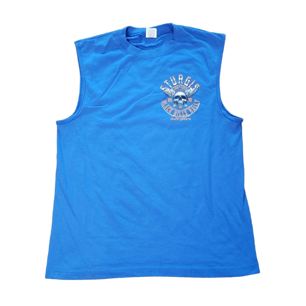 2018 Sturgis Motorcycle Rally Tank Top Harley  Sleeveless Shirt Blue Large Suna